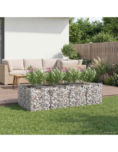 Letto rialzato in gabbione 2 pcs Argento