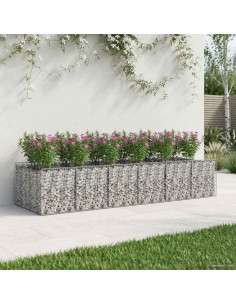 Letto rialzato in gabbione 2 pcs Argento