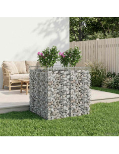 Letto rialzato in gabbione 2 pcs Argento