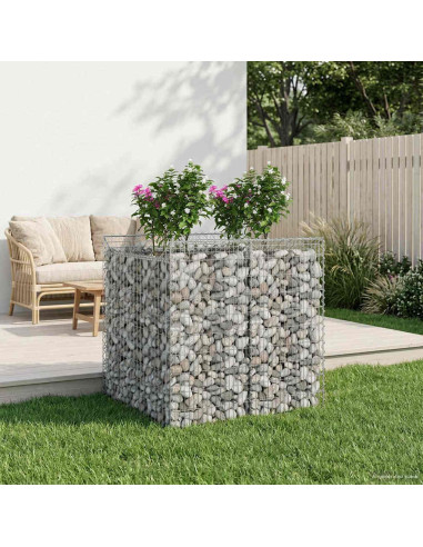 Letto rialzato in gabbione 2 pcs Argento