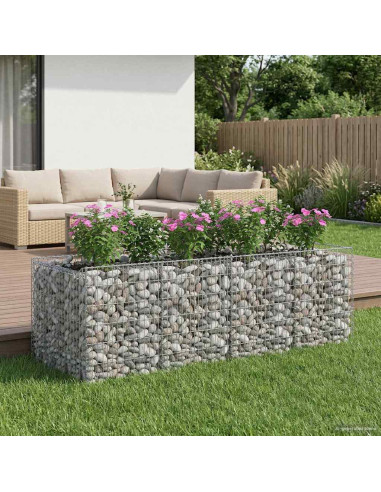 Letto rialzato in gabbione 2 pcs Argento