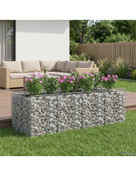 Letto rialzato in gabbione 2 pcs Argento