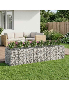 Letto rialzato in gabbione 4 pcs Argento