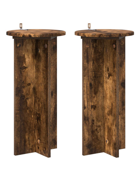 Supporto per piante 2 pcs Rovere Fumo 29,5 x 29,5 x 60 cm