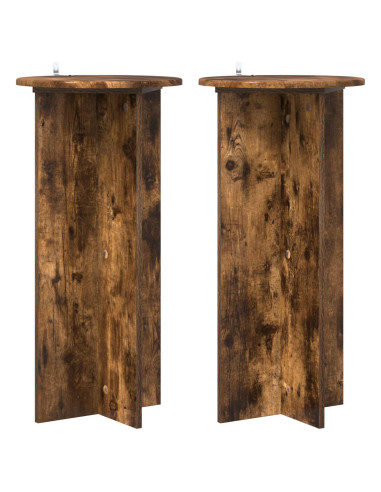 Supporto per piante 2 pcs Rovere Fumo 40 x 40 x 80 cm