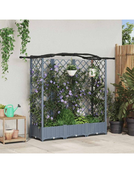 Letto Rialzato con Griglia e Tetto Grigio chiaro PP