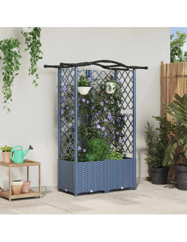 Letto Rialzato con Griglia e Tetto Grigio 122 x 40 x 141 cm PP