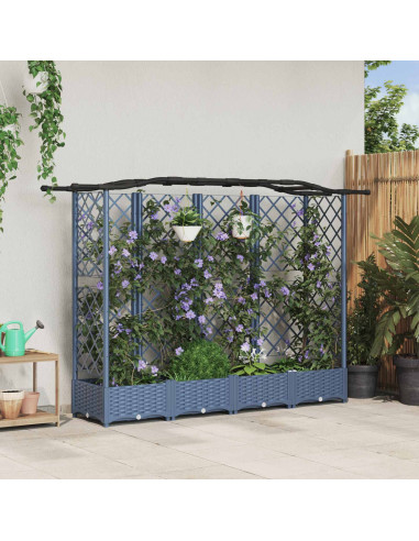 Letto Rialzato con Griglia e Tetto Grigio 203,5 x 40 x 125 cm