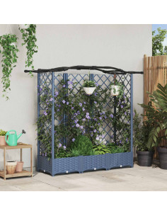 Letto Rialzato con Griglia e Tetto Grigio 163 x 40 x 126 cm PP