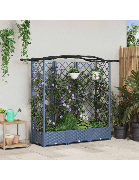 Letto Rialzato con Griglia e Tetto Grigio 163 x 40 x 126 cm PP