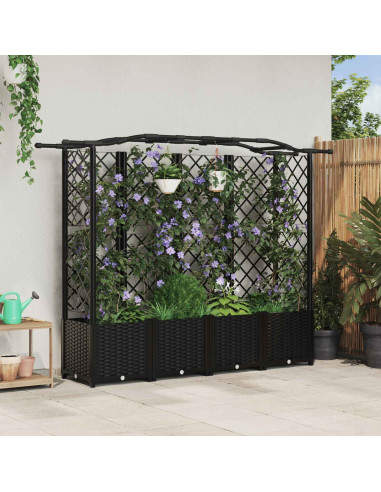 Letto Rialzato con Griglia e Tetto Nero 204 x 40 x 141 cm PP