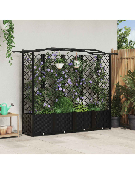 Letto Rialzato con Griglia e Tetto Nero 204 x 40 x 141 cm PP