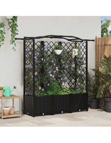 Letto Rialzato con Griglia e Tetto Nero 163 x 40 x 141 cm PP