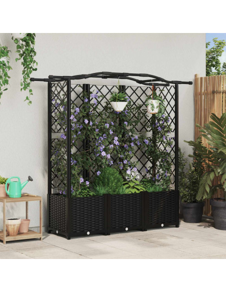 Letto Rialzato con Griglia e Tetto Nero 163 x 40 x 141 cm PP