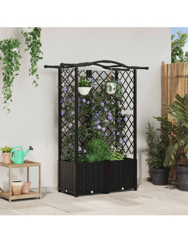 Letto Rialzato con Griglia e Tetto Nero 122 x 40 x 141 cm PP