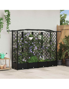 Letto Rialzato con Griglia e Tetto Nero 203,5 x 40 x 125 cm PP