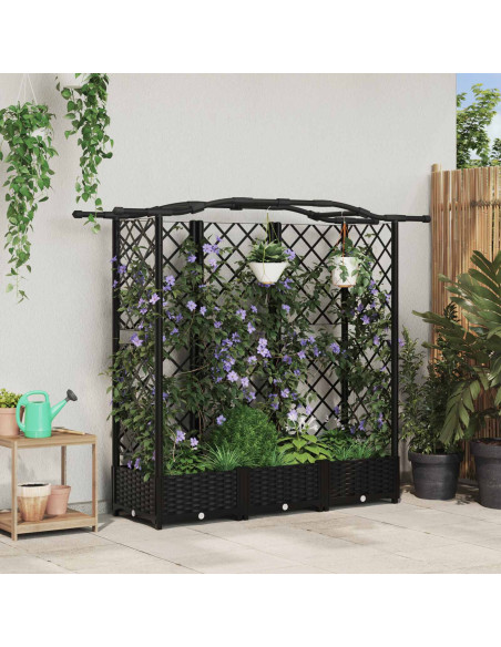 Letto Rialzato con Griglia e Tetto Nero 163 x 40 x 126 cm PP