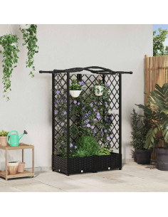 Letto Rialzato con Griglia e Tetto Nero 124 x 40 x 126 cm PP