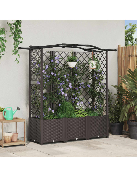 Letto Rialzato con Griglia e Tetto Marrone 163 x 40 x 141 cm PP