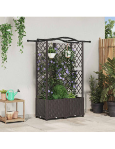 Letto Rialzato con Griglia e Tetto Marrone 122 x 40 x 141 cm PP