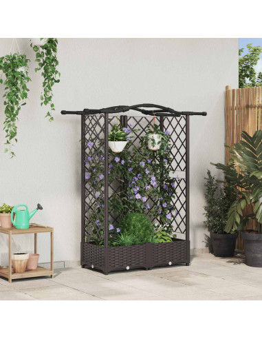 Letto Rialzato con Griglia e Tetto Marrone 124 x 40 x 126 cm PP