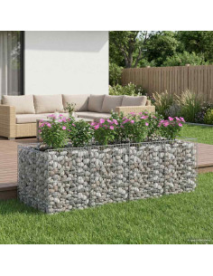 Letto rialzato in gabbione 2 pcs Argento