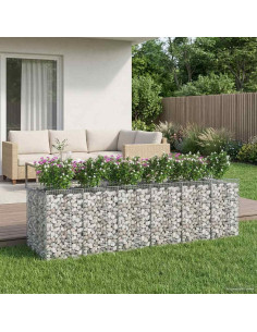 Letto rialzato in gabbione 3 pcs Argento