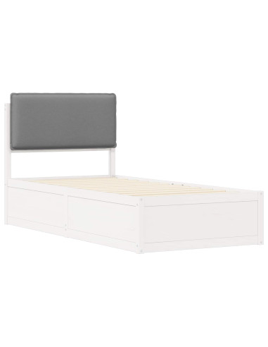Letto con Testiera Rivestita Grigio chiaro 90 x 190 cm