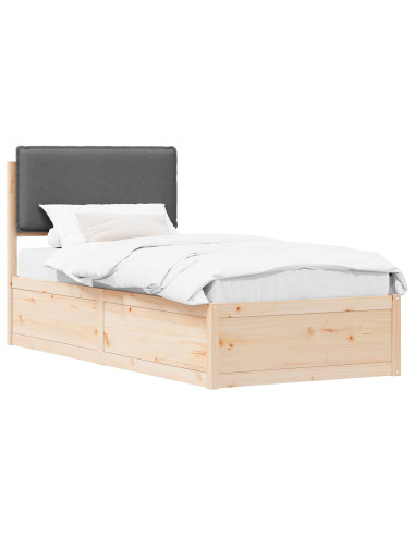 Letto con Testiera Rivestita Grigio scuro 75 x 190 cm