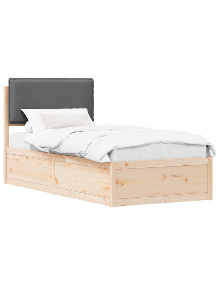 Letto con Testiera Rivestita Grigio scuro 75 x 190 cm