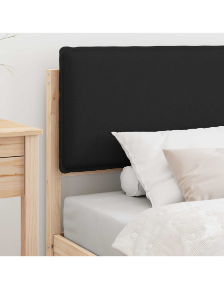Letto con Testiera Rivestita Nero 75 x 190 cm Pino massello