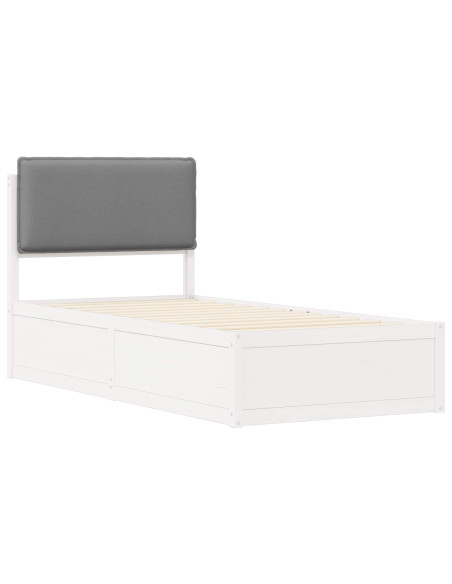 Letto con Testiera Rivestita Grigio chiaro 75 x 190 cm