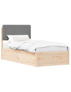 Letto con Testiera Rivestita Grigio chiaro 100 x 200 cm 2