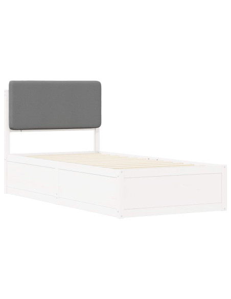 Letto con Testiera Rivestita Grigio chiaro 100 x 200 cm