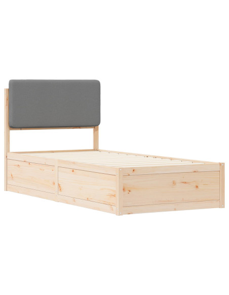 Letto con Testiera Rivestita Grigio chiaro 80 x 200 cm
