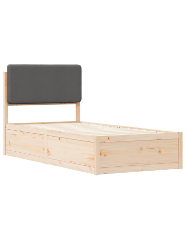 Letto con Testiera Rivestita Grigio scuro 90 x 190 cm