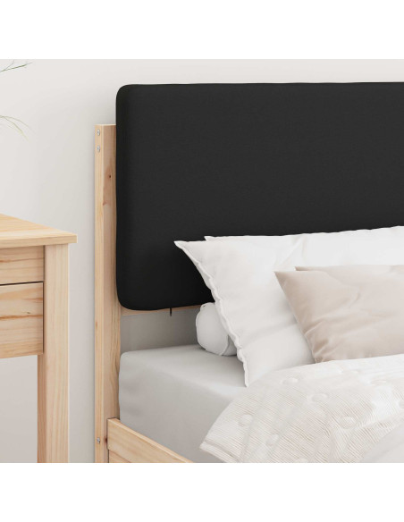 Letto con Testiera Rivestita Nero 90 x 190 cm Pino massello
