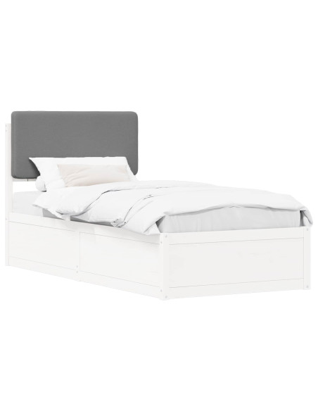 Letto con Testiera Rivestita Grigio chiaro 75 x 190 cm
