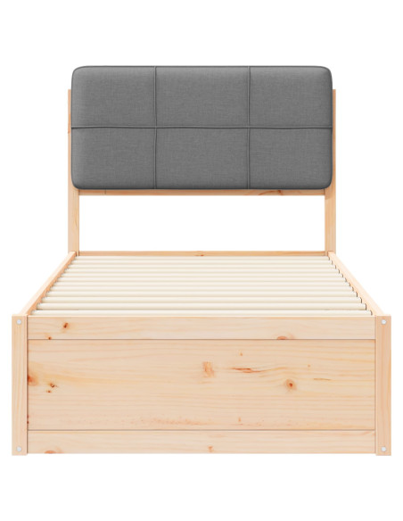 Letto con Testiera Rivestita Grigio chiaro 90 x 200 cm