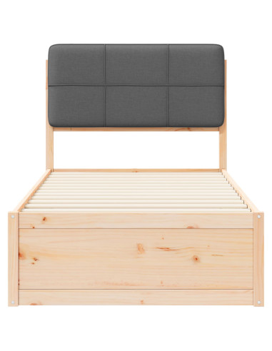 Letto con Testiera Rivestita Grigio scuro 90 x 200 cm
