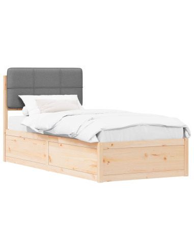 Letto con Testiera Rivestita Grigio chiaro 90 x 190 cm