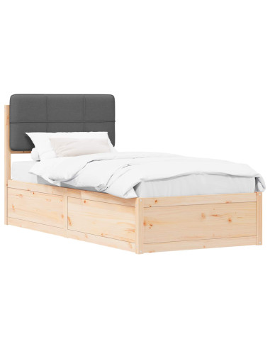Letto con Testiera Rivestita Grigio scuro 90 x 190 cm