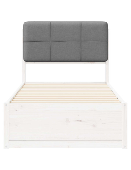 Letto con Testiera Rivestita Grigio chiaro 90 x 190 cm