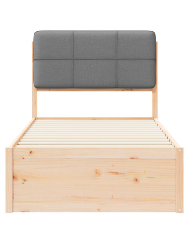 Letto con Testiera Rivestita Grigio chiaro 75 x 190 cm