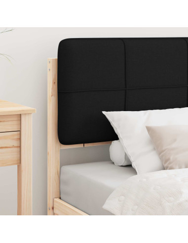 Letto con Testiera Rivestita Nero 75 x 190 cm Pino massello