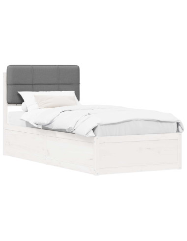 Letto con Testiera Rivestita Grigio chiaro 75 x 190 cm