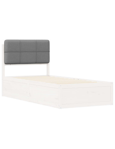 Letto con Testiera Rivestita Grigio chiaro 75 x 190 cm