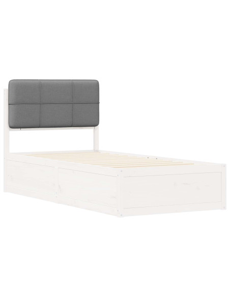 Letto con Testiera Rivestita Grigio chiaro 75 x 190 cm
