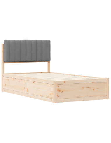 Letto con Testiera Rivestita Grigio chiaro 100 x 200 cm