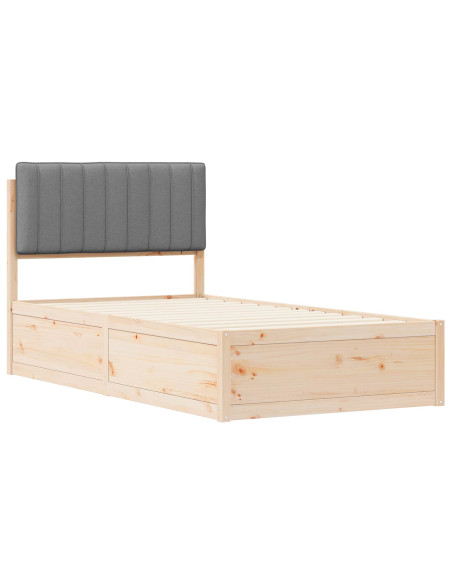 Letto con Testiera Rivestita Grigio chiaro 100 x 200 cm